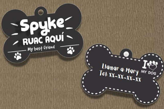 Placas de Mascota - Forma de Hueso ¡Personaliza!