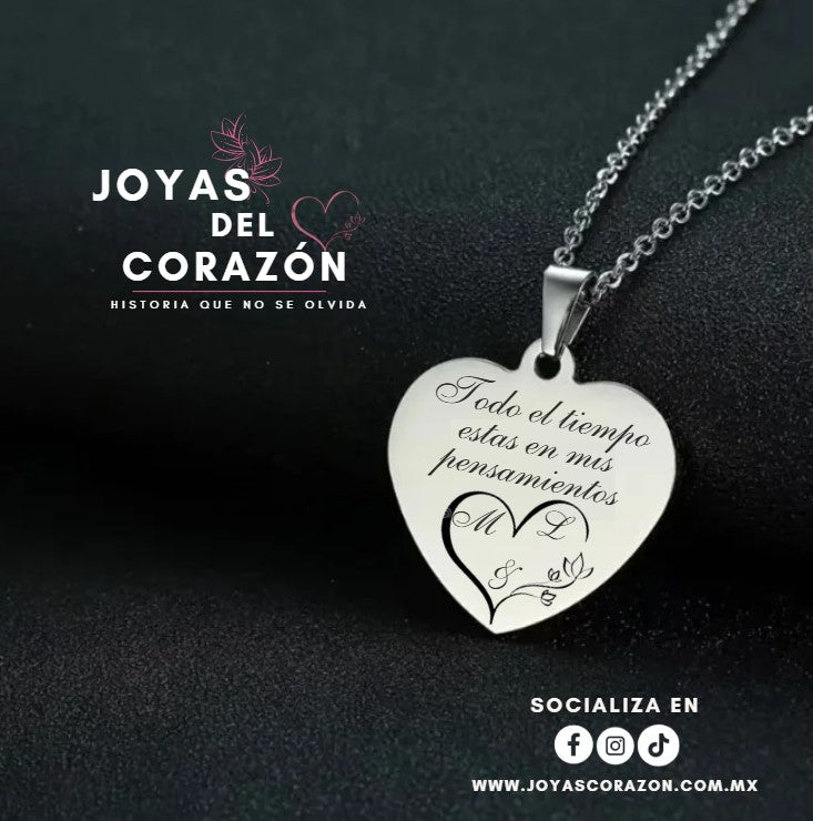 Collar de Placa de Corazón - ¡Personaliza!