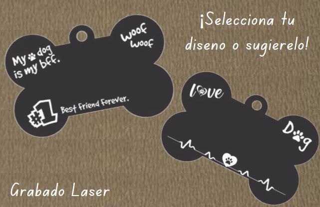 Placas de Mascota - Forma de Hueso ¡Personaliza!