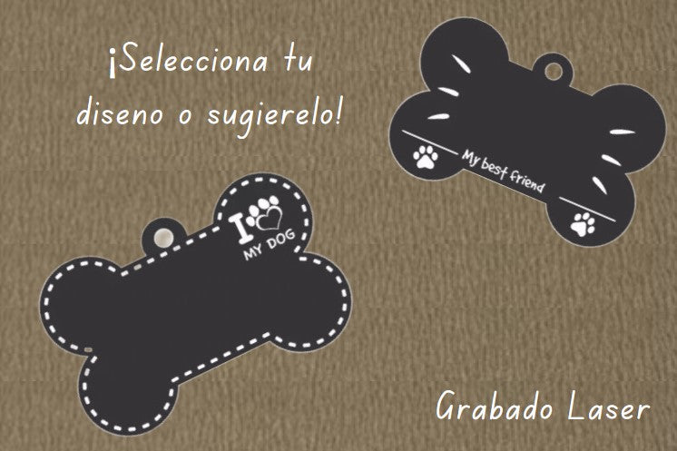 Placas de Mascota - Forma de Hueso ¡Personaliza!